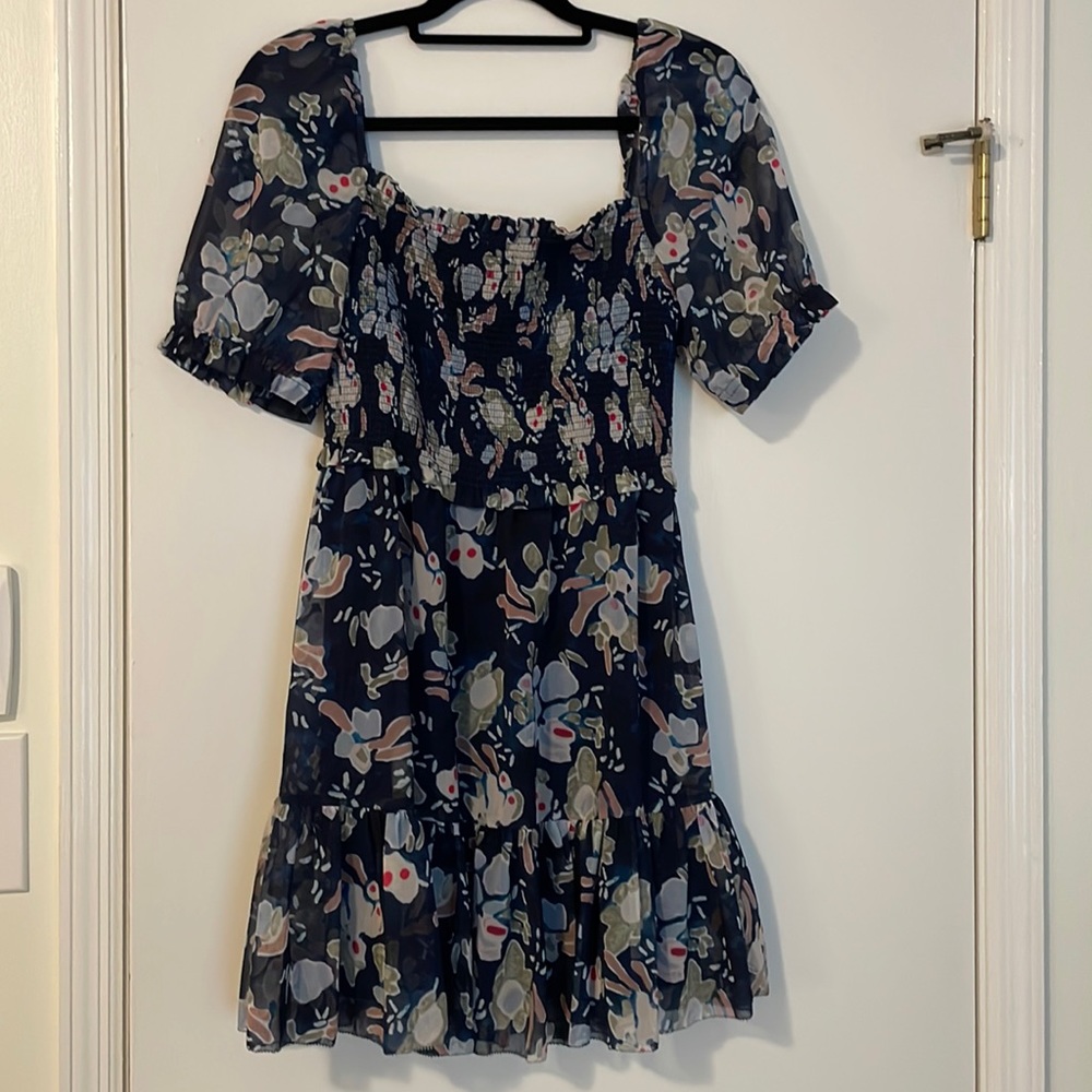 Wilfred Laken Blue Floral Smocked Dress